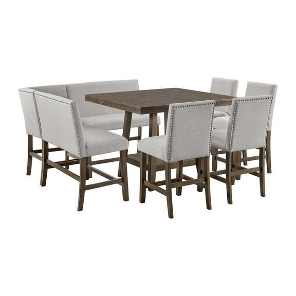 Picket House Furnishings Hester 8PC Counter Height Dining Set in Brown