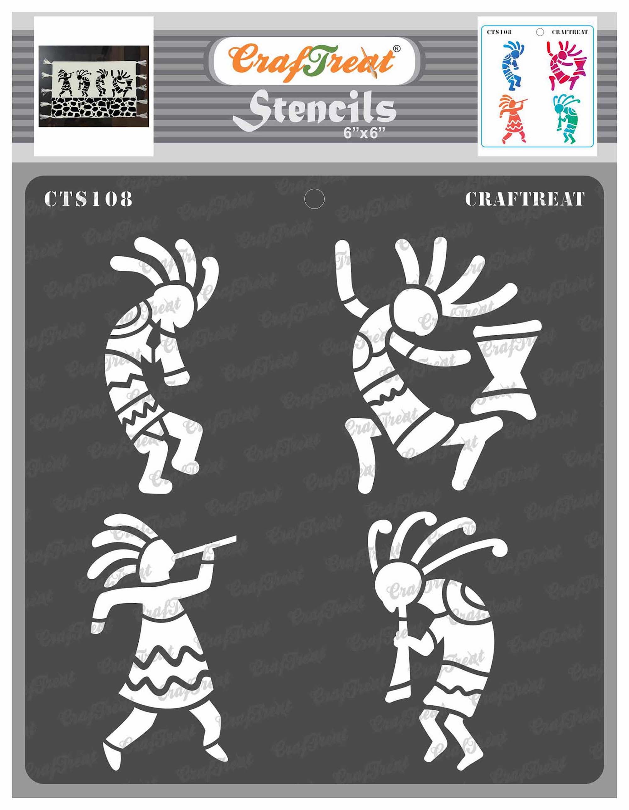 CrafTreat Kokopelli Stencil for Painting and Crafting - 6"x6" - Walmart.com