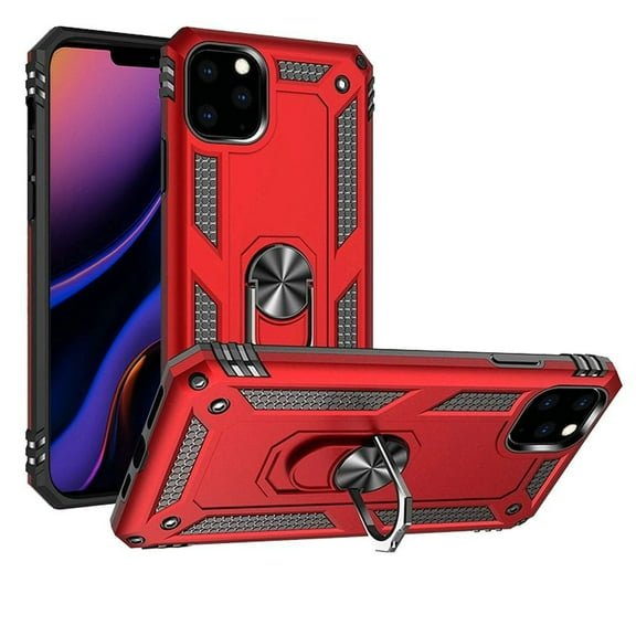 GSA Slim Hybrid Case w/Ring Stand For iPhone 11 Pro MAX (6.5") - Red/Black