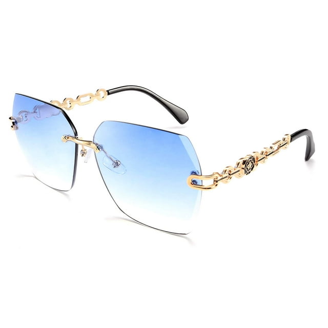 Gafas de sol clásicas sin montura FEISEDY B2567 con montura metálica para mujer