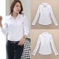 thumbnail image 6 of JUNWELL Wuffmeow Casual Shirt Women Spring Autumn Career Blouse Full sleeved Slim Shirt Turn-down Collar Blouse Plus Size, 6 of 7