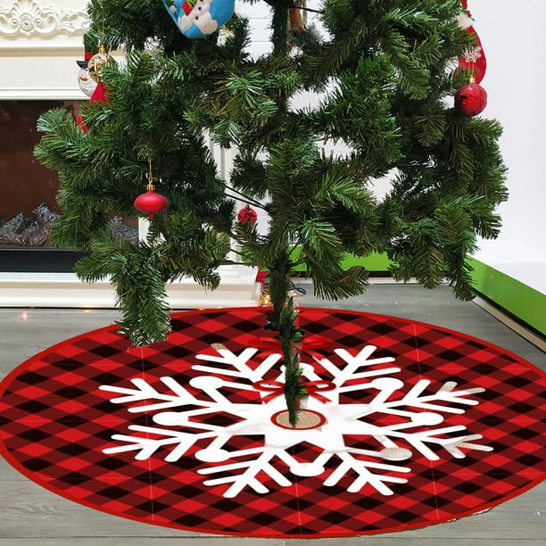 Falda para Árbol de Navidad de 90 Cm | Base de Poliéster Rojo con Estampado de Estrellas Doradas | Tapete Decorativo Duradero para Árbol de Navidad | Protege El Suelo de La Savia de Las Agujas de Pin