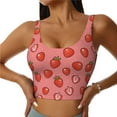 thumbnail image 2 of Haiem Red Strawberry Pattern Womens Sports Bra - U Neck Padded Low Impact Yoga Bra Workout Crop Top Gym Moisture-Wicking Workout Vest -Large, 2 of 9