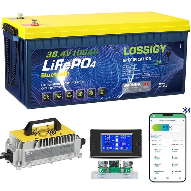 Batería para carrito de golf LOSSIGY 36V 100Ah con Bluetooth y BMS