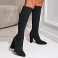 thumbnail image 2 of Womens Knee High Boots 2025 Fashion Knit Slip on Socks Pointed Toe High Heeled Winter Fall Tall Dress Boots, 2 of 7