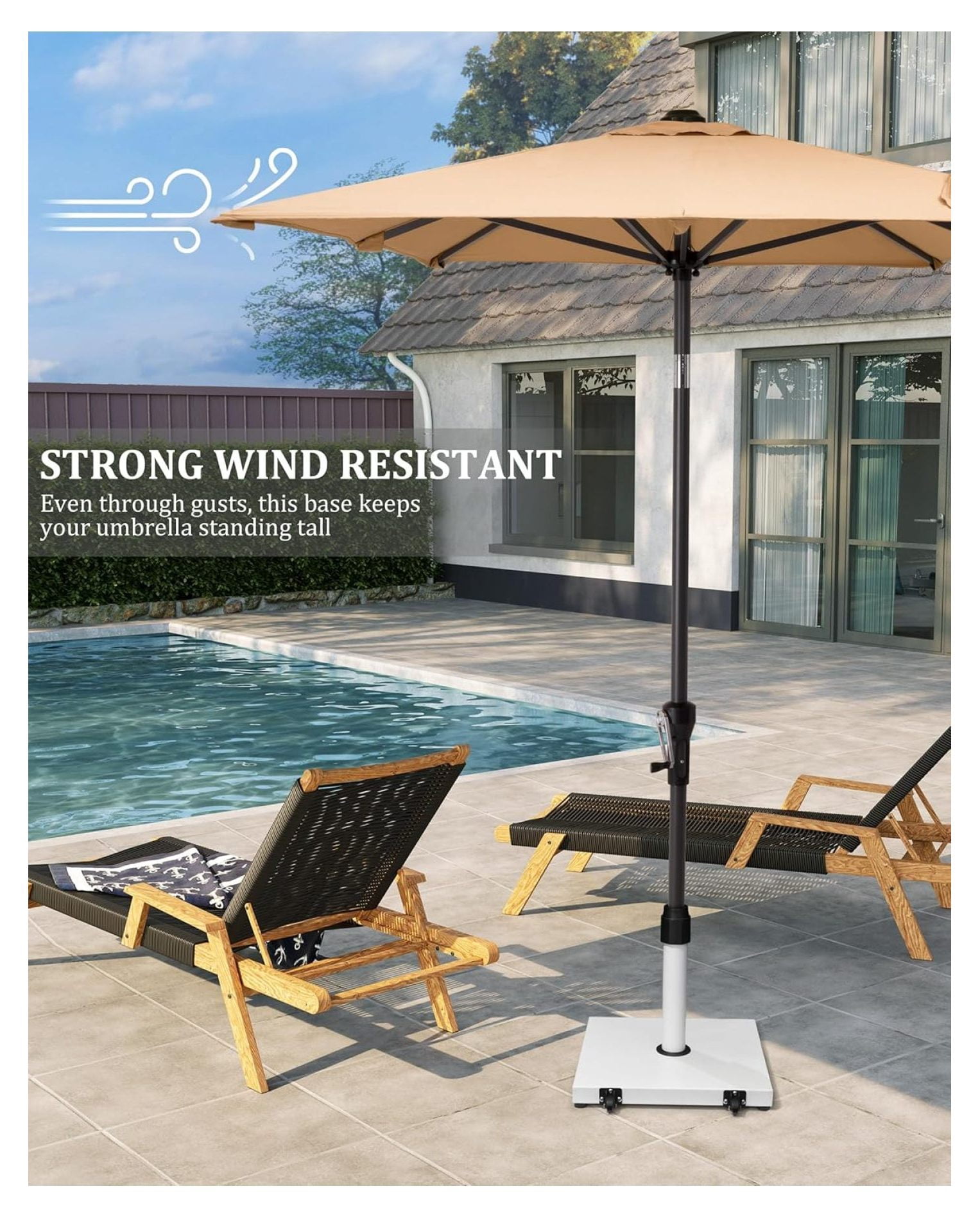 42lbs Patio Umbrella Base - Heavy Duty Outdoor Patio Umbrella Stand for Deck with , Poolside, Balcony, Wind-Resistant Design, White