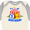 thumbnail image 4 of Inktastic Its My Birthday Circus Tent with Lion 1 Year Old Boys or Girls Long Sleeve Baby Bodysuit, 4 of 5