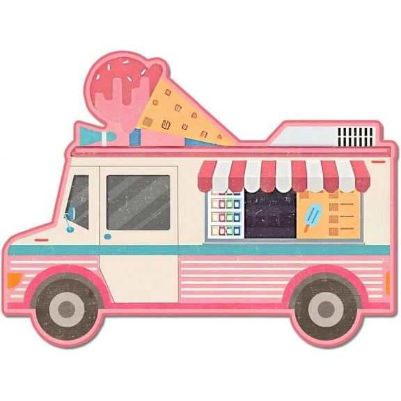 Ice Cream Truck Vintage Metal Tin Sign 10.6x8inch Retro Ice Cream Truck Plaque Poster Metal Wall Decorative Tin Signs for Home Kitchen Restaurant Coffee Shop Club Bar Decoration