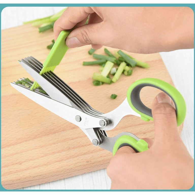  Goodful Utility Kitchen Shear and 5-Blade Herb Shear Set,  Premium Stainless Steel Blades with Protective Guards, Comfort Grip  Handles, Built-in Herb Shear Cleaning Comb, 2-Piece Set, Sage Green: Home &  Kitchen