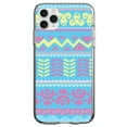 thumbnail image 1 of DistinctInk Clear Shockproof Hybrid Case for iPhone 11 (6.1" Screen) - TPU Bumper, Acrylic Back, Tempered Glass Screen Protector - Yellow Pink Blue Aztec Tribal, 1 of 2
