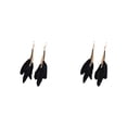 thumbnail image 2 of Qarigey 2 uds pendientes cadena pluma bohemio borla pendiente largo Retro accesorios de joyería elegante para mujeres niñas negro Negro 2piezas, 2 of 6