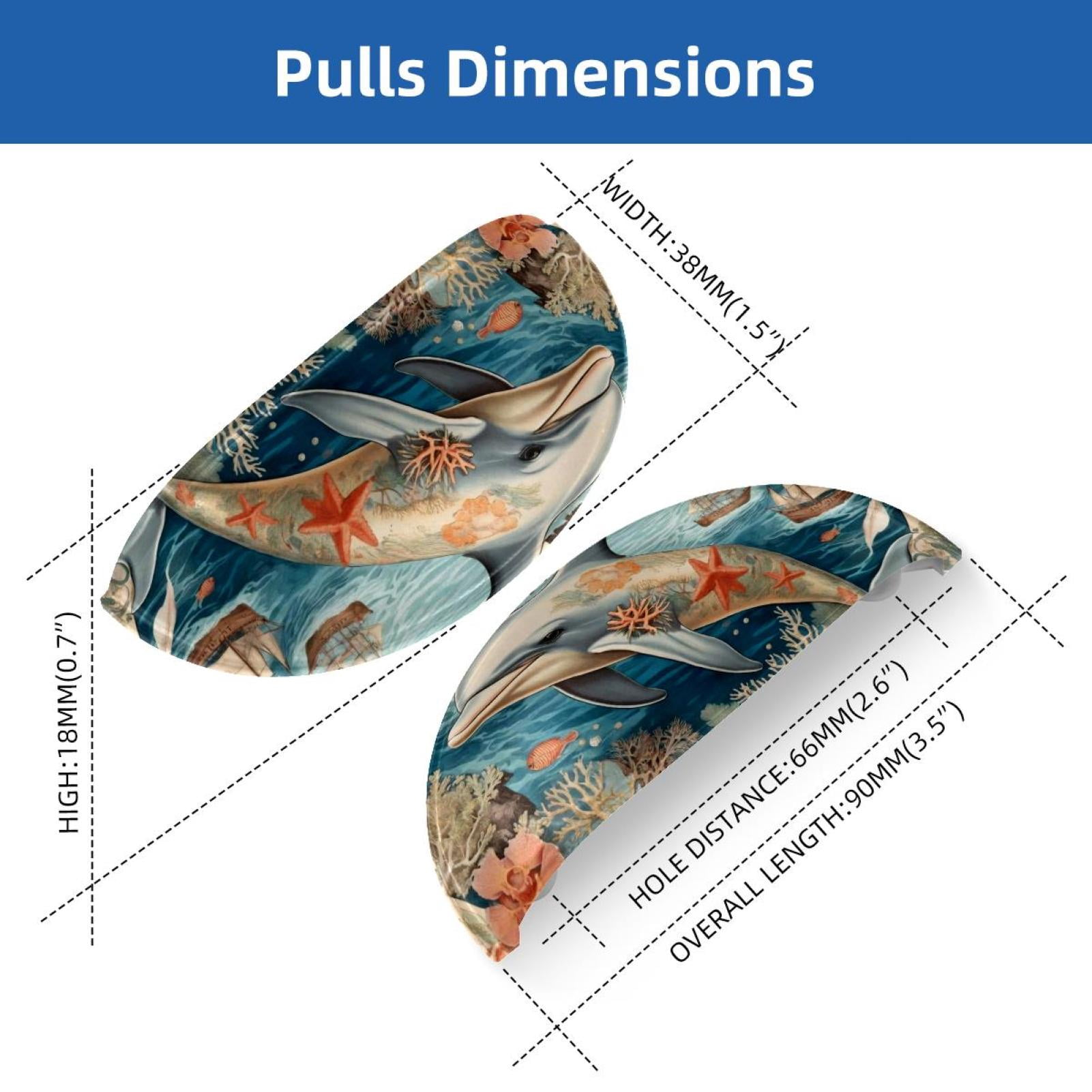 PhooArto 6 Pcs Cup Drawer Pulls, Vintage Map Dolphin Starfish Shell Shape Handles Cabinet Knobs for Dresser Cupboard Closet Wardrobe with Screws