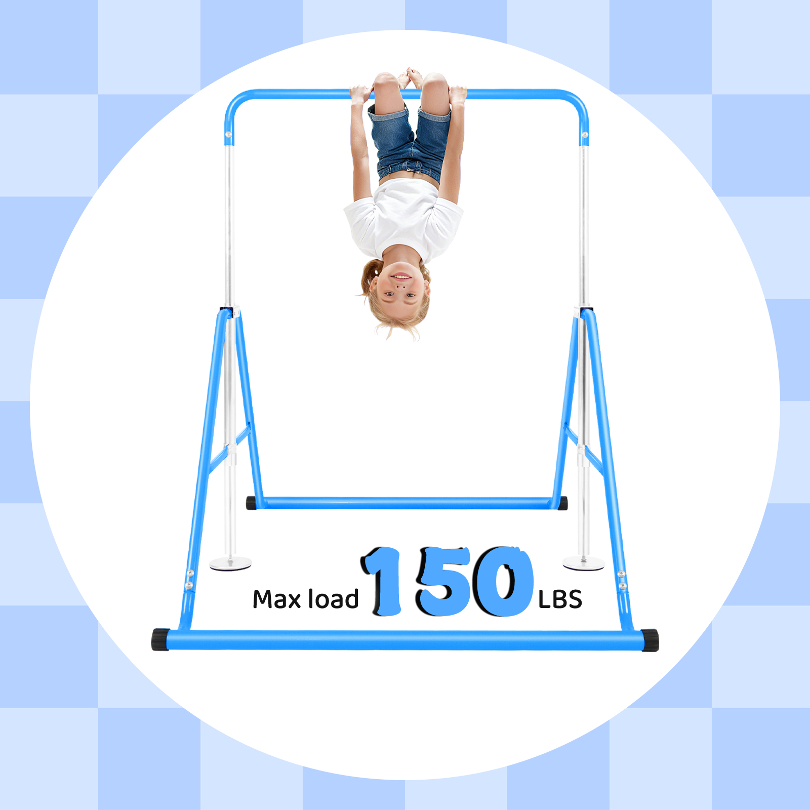Primy 150lbs Gymnastics Bar for Kids, Height Adjustable Horizontal Bar, Folding Gymnastics Junior Training Bar for Home Gymnastics Equipment, 4-10 Years Old Kids