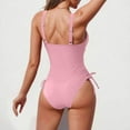 thumbnail image 3 of UTSJKR SavingsWomen's One Piece Swimsuits 2025 Tummy Control Bathing Suits Push Up V Neck Swimwear with Twist Tummy Control Ruched Bikini with Side Ties Pink S, 3 of 4