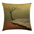 thumbnail image 1 of Fantasy Throw Pillow Cushion Cover, Tree over a Cliff and Flying Leaves Arid Country Precipice Drought, Decorative Square Accent Pillow Case, 16 X 16 Inches, Sand Brown Khaki Cinnamon, by Ambesonne, 1 of 2