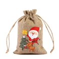thumbnail image 4 of Bolsas de regalo de lino para Navidad, embalaje de joyería con cordón, estampado de Papá Noel, bolsa de dulces para fiesta, pulsera, 1 unidad, 4 of 4