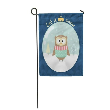 Inside Decorative Glass SIDONKU Let It Snow Cute Owl Inside Glass Ball Merry Christmas Bauble Garden Flag Decorative Flag House Banner 12x18 inch ()