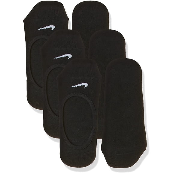 Nike Everyday Lightweight Footie Training Socks, Nike Socks Women, Black/White 3 Pair, S