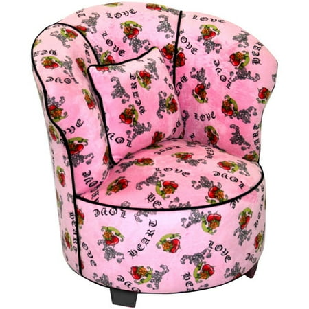 Tulip Tween Minky Chair, Pink Heart Tattoo