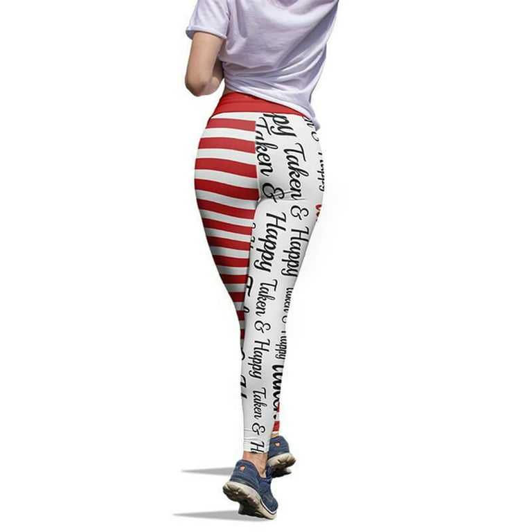 Leggings for Women Lovesy Stripes Print Skinny Pilates Gym Yoga Pants White  S 