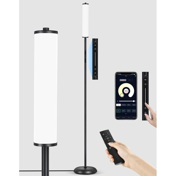 OUTON Bright LED Floor Lamp with Remote, Touch & APP Control, 1500LM 65" Tall Smart Standing Lamp, Color Changing Ambient Lighting, Music Sync, Moder