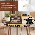 thumbnail image 4 of Vintage Coffee Round Tablecloth, Fitted Table Cover with Elastic for 36"-44" Round Tables, Farmhouse Retro Art Coffee Beans Table Cloth Outdoor Indoor Dinning Party Waterproof Tablecloths, 4 of 7