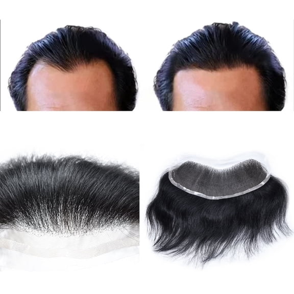 LYRICAL HAIR Mens Frontal Hairpiece Full French Lace Toupee for Men Human Hair System for Men V-Shape Frontal Hair Topper for Receding Natural Looking
