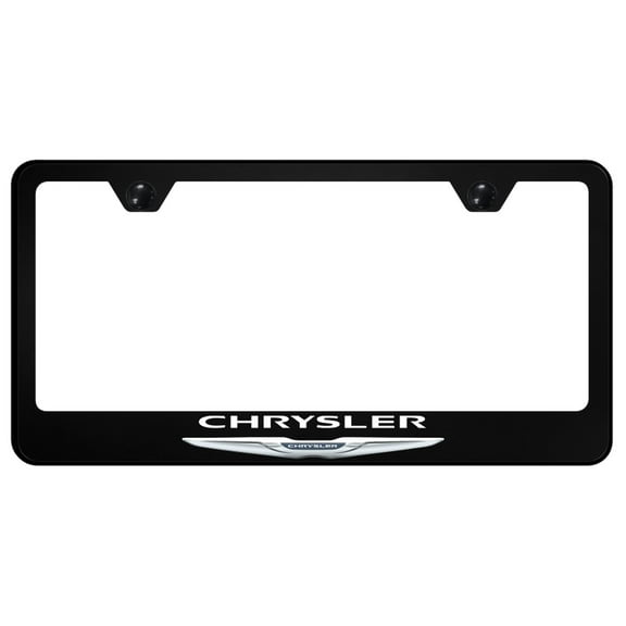 Chrysler Name and Logo UV Print Polycarbonate License Plate Frame (Black)