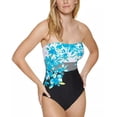 thumbnail image 2 of Calvin Klein BLUE BLACK Strapless Printed One-Piece Swimsuit, US 12, 2 of 4
