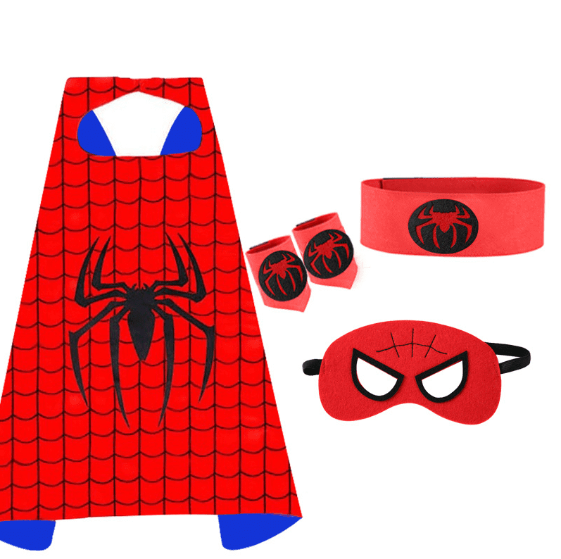 Disfraz De Spiderman Para Niños Con Capa, Máscara Y Guante Lanzador | Incluye Dardos Y Máscara De Fieltro | Regalo Para Cumpleaños, Halloween Y Cosplay