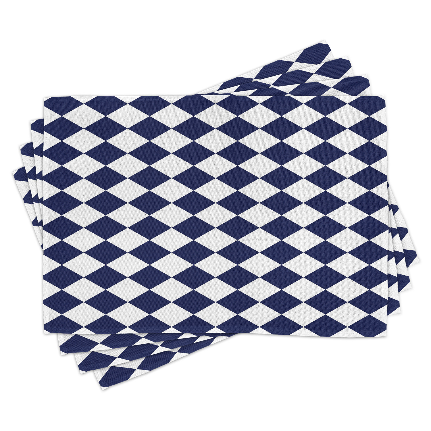 Blue Placemats Set of 4 Classical Old Fashioned Checkered Pattern