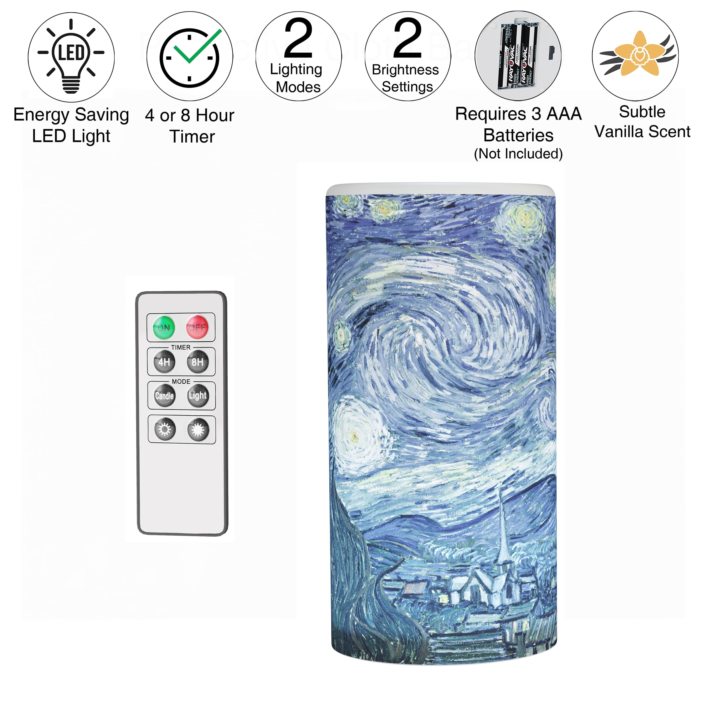 Lavish Home Van Gogh Art Décor Set – 16x20 Canvas Print and LED Candle