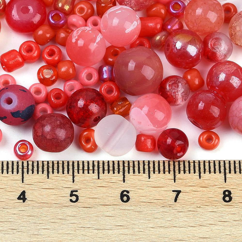 DIY Lampwork Beads & Glass Seed Beds Jewelry Making Findings Kits Mixed Shapes Red 2~12.5x3~10.5mm Hole: 0.9~2mm