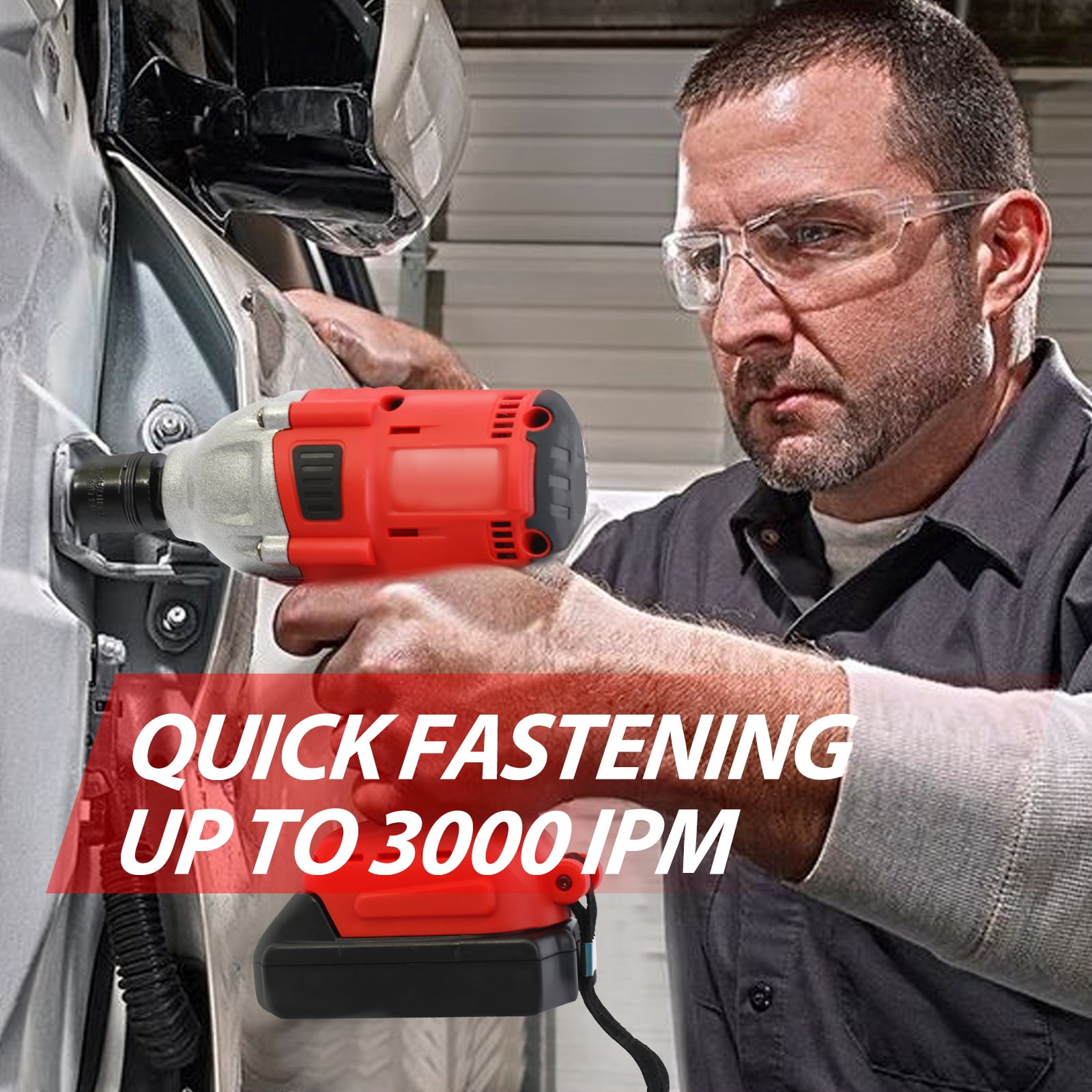 Baokaler Cordless Impact Wrench, Max Torque 740 Ft-lbs Impact Gun 1/2 inch, High Efficiency Brushless Motor with Fast Charger and Battery