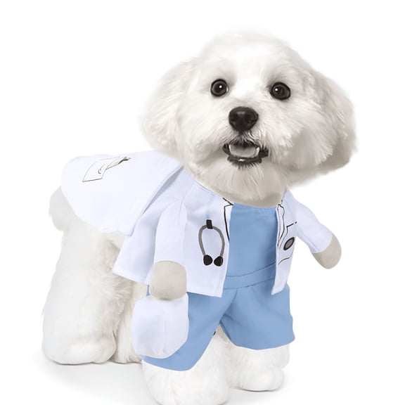 AOMRCOL Dog Costume, Pet Doctor Halloween Costume for Small Dogs in White, Size S