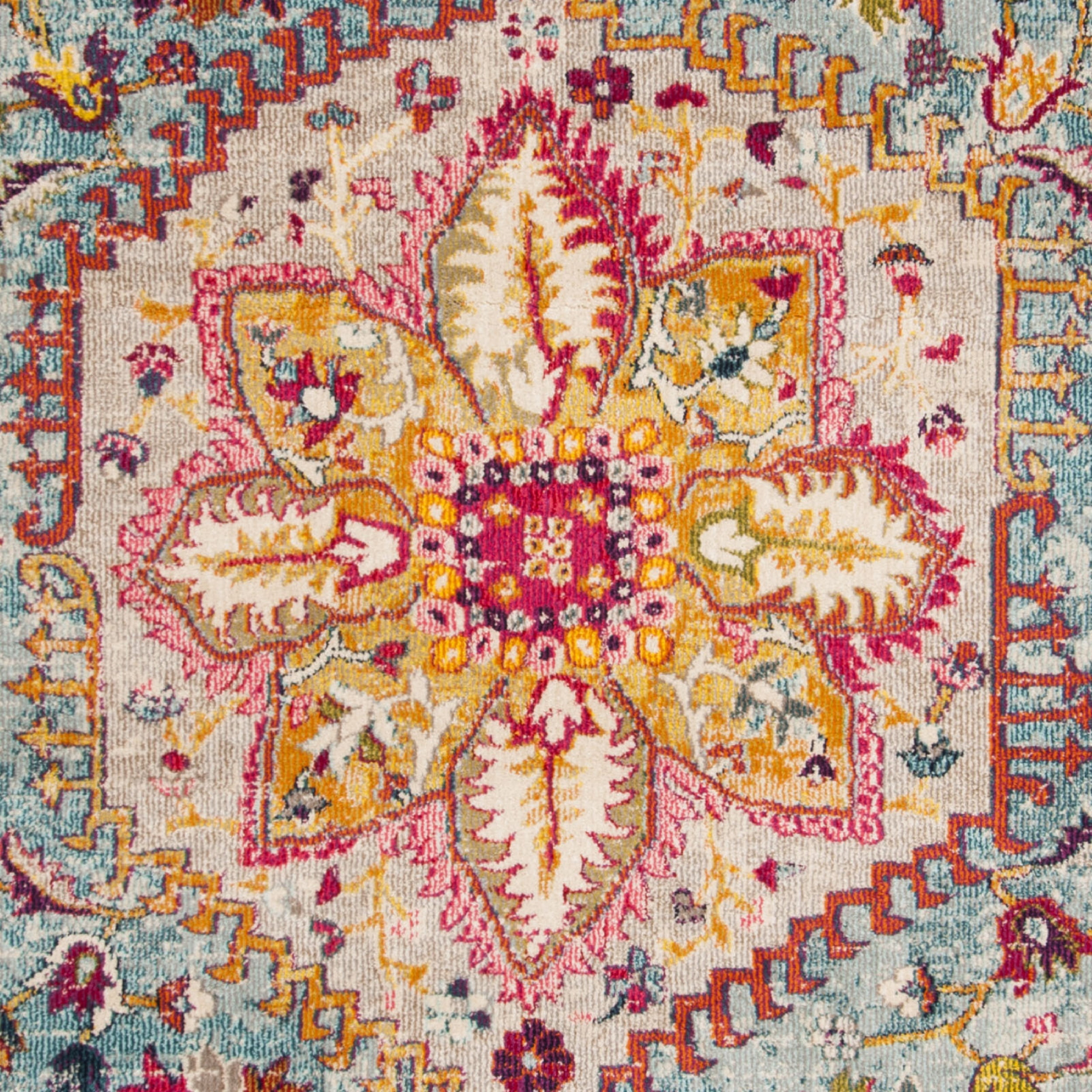 SAFAVIEH Phoenix Brooklyn Border Area Rug, Turquoise/Beige, 8' x 10'