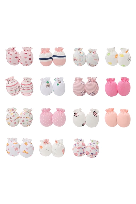 15 Pairs Newborn Baby Mittens No Scratch Gloves Infant Unisex for 0-12 Months Girls Boys White 0-12 Months