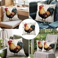 thumbnail image 6 of Retro Rooster Throw Pillow Cover Colorful Chicken Vintage Broad Watercolor Cotton Linen Cushion Cover Throw Pillow Case with Invisible Zipper for Couch Sofa Bed Chair Car 24x24 Inch, 6 of 9