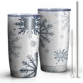 thumbnail image 2 of 20oz Tumblers Blue Christmas Snowflake Pattern Stainless Steel Vacuum Insulated Double Wall Travel Tumbler Cups Mug with Lid and Straw,Cleaning Brush for Cold & Hot Drinks, 2 of 7