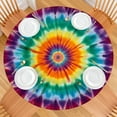 thumbnail image 2 of Rainbow Tie Dye Mandala Pattern Round Fitted Tablecloth with Elastic Edge,Dining Table Cover Waterproof,Outdoor Round Tablecloth for Camping,Dining,Indoor and Outdoor, 2 of 7