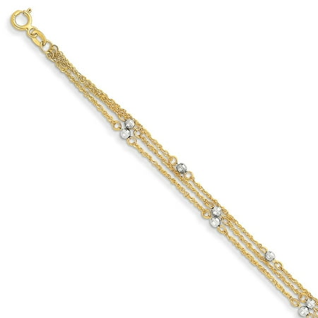 - 14K Two-Tone Triple Strand Bracelet