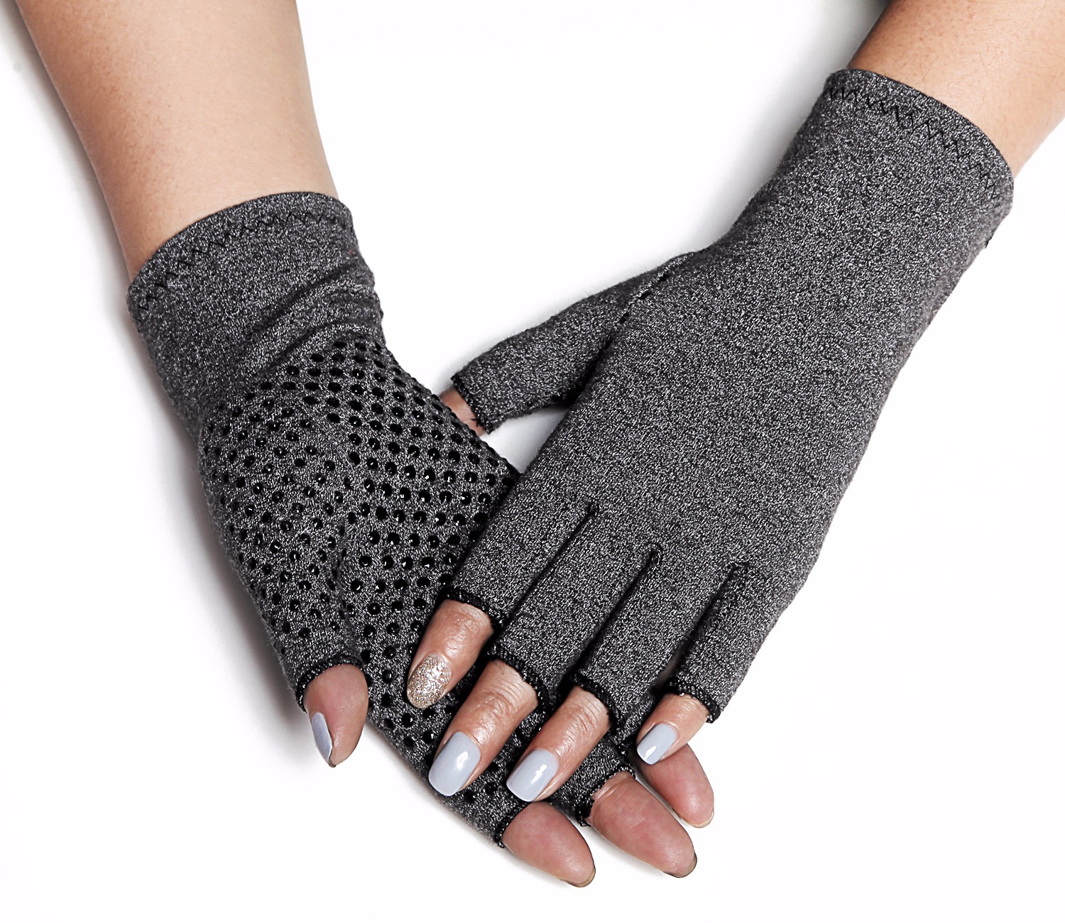 FITTOO Unisex Textured Fingerless Compression Open Finger Hand Gloves
