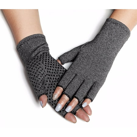 FITTOO Unisex Textured Fingerless Compression - Open Finger Hand Gloves for Rheumatoid and Osteoarthritis - Arthritic Joint Pain Relief for Computer Typing (1
