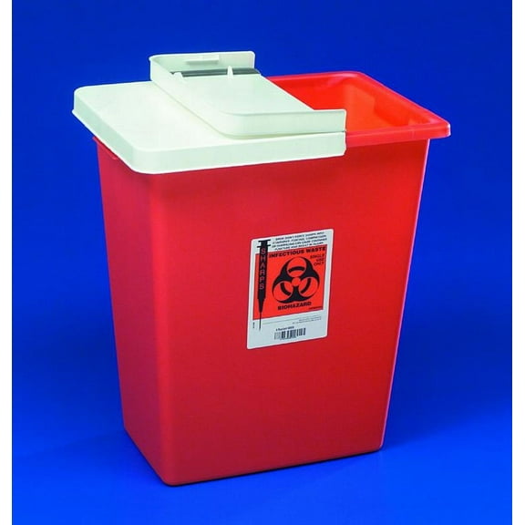Sharps Container, SharpSafety 1-Piece 17-3/4 H X 11 W X 15-1/2 D Inch 8 Gallon Red Sliding Lid, 8980S - EACH