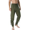 thumbnail image 2 of Pantalones BEDJIMI para hombre, con banda en el tobillo, medieval, color verde vikingo, 2 of 7