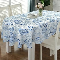 Oval Tablecloth 52 x 70 Inch, Blue Paisley Floral Tablecloth for Oval Table, Fabric Wrinkle Free Washable Waterproof Vintage Tablecloth Oval Table Cloth for Dining Room Table