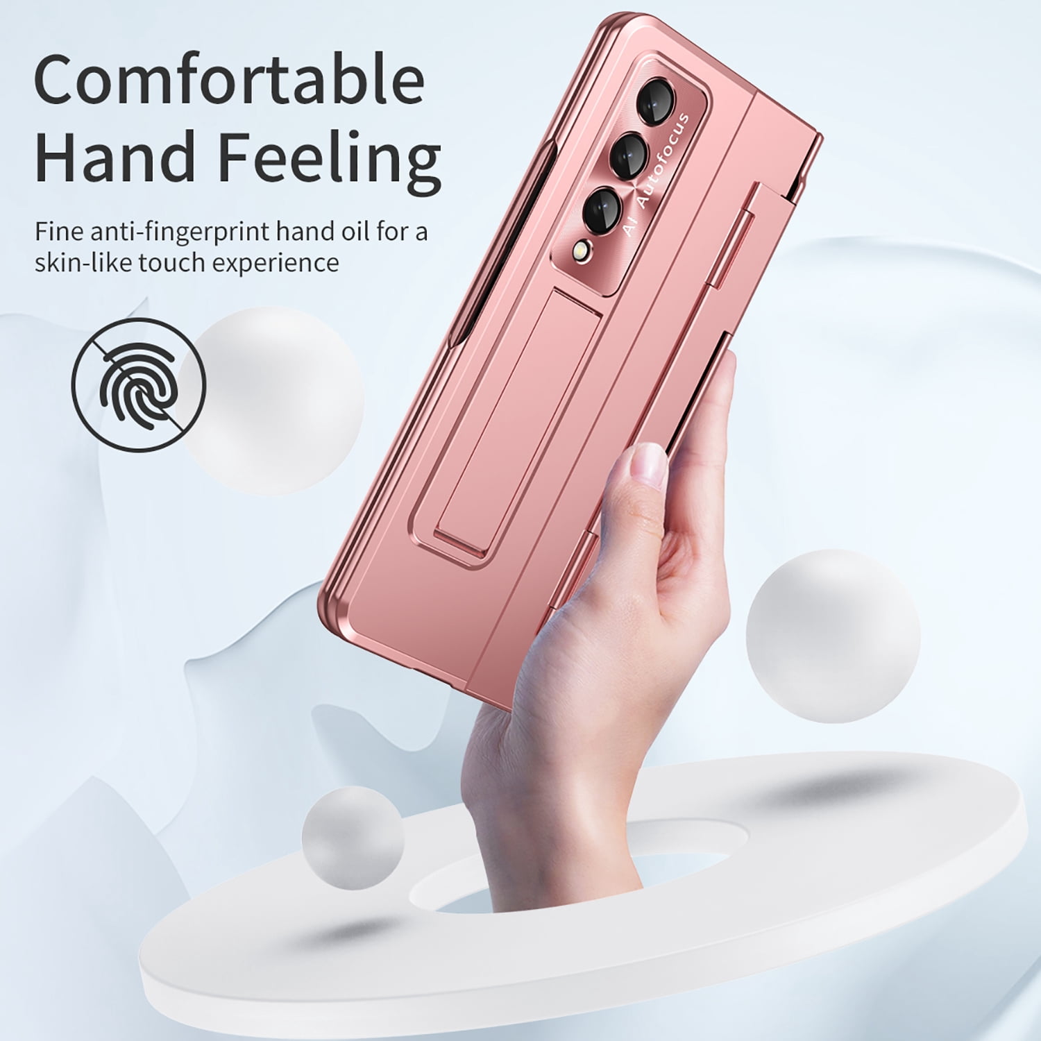 for Samsung Galaxy Z Fold 4 Rugged Case, All-Inclusive Magnetic Hinge Protection for Galaxy Z Fold 4 Case with Built-in Screen Protector & S Pen Holder & Hidden Kickstand, Rosegold