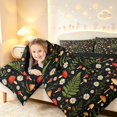 thumbnail image 3 of Homewish Retro Botanical Mushroom Twin Comforter Sets,Vintage Fungus Plant Bedding Set,Black,Black Reversible,2 Pieces,1 Comforter and 1 Pillowcase, 3 of 7