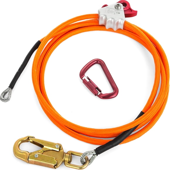VEVOR Kit de Ligne de Retournement de Noyau de Fil d'Acier 1/2" X 8' avec Mousqueton à Triple Verrouillage et Système de Ligne de Retournement de Noyau de Fil d'Acier Pivotant pour les Grimpeurs Arboristes