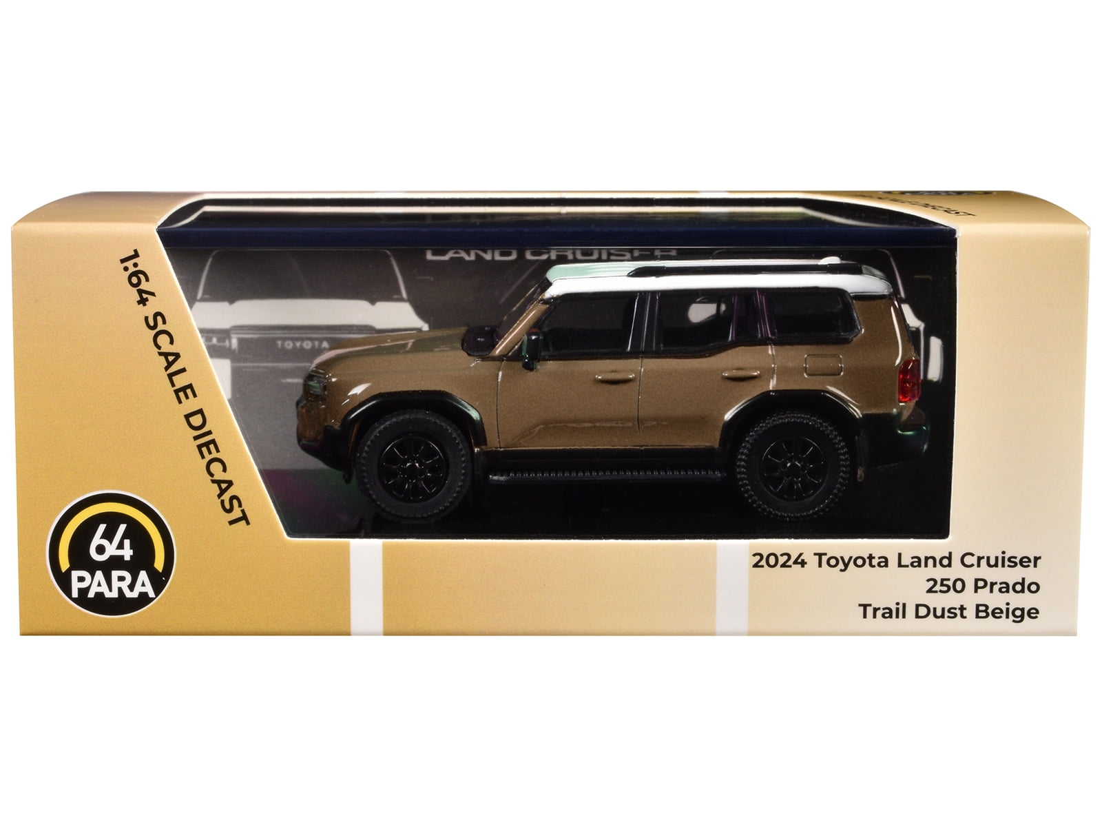 2024 Toyota Land Cruiser 250 Prado Trail Dust Beige with White Top 1/64 Diecast Model Car by Paragon
